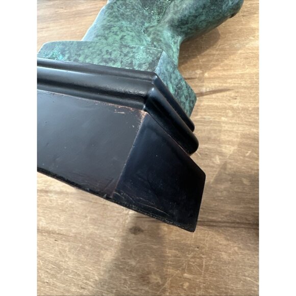 Rodin The Thinker Cast Metal Bookends Green Faux Verdigris Finish Vintage - Picture 9 of 12